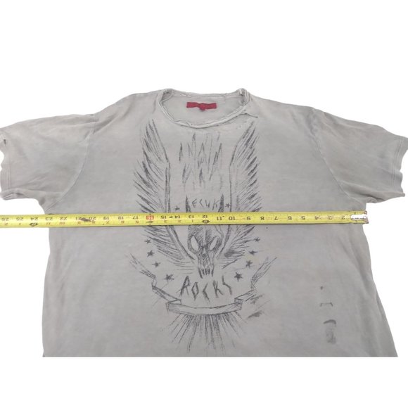 Vtg Y2K FCUK Rocks skull wings Very Distressed thrashed Men's t shirt sz L READ - Picture 6 of 15